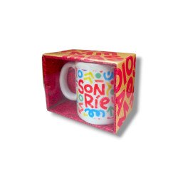 TAZA MUG DE CERAMICA.-SONRIE-BOX JDC.