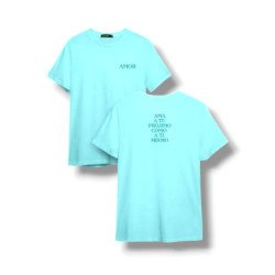 REMERA XL AMOR BORDADO. VERDE AQUA. JDC