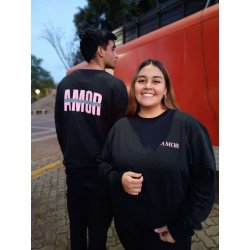 BUZO M AMOR.NEGRO Y ROSA. BZO-N11 JDC