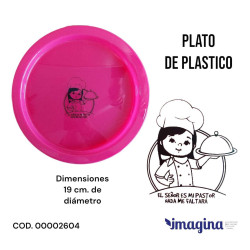 Plato Plastico Infantil Color Fucsia.