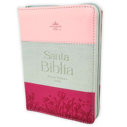Biblia Reina Valera 1960 – 025 – Con Concordancia – Letra 8 Pts – 10x14 Cm – Cierre – Índice- Tricolor Rosa/blanco/fucsia