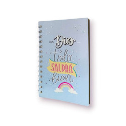 Cuaderno A5 Anillado Tapa Flexible 13.5 X 19 Cm. Sf.n3 . Con Dios Todo Saldra Bien
