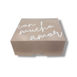 CAJA DE CARTON BEIGE.-CON MUCHO AMOR.-