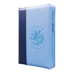 Biblia Reina Valera 1960 Letra Gigante Con Cierre Celeste Y Azul .canto Pintado