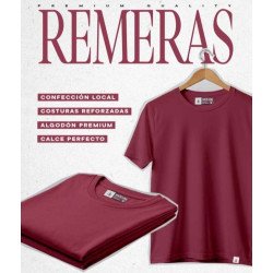 REMERA L BORDO LADRILLO LISA. RMA-B02...