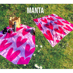 Manta  1.50 X 1.50 Cm. Rosa Con Corazones