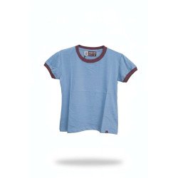 REMERA MUJER M CELESTE-BORDO LISA....