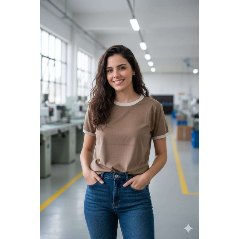 Remera Mujer S Marron-beige.lisa Rma-c14 Jdc