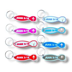 LLAVERO ACRILICO 3D. PEZ JUAN 3:16