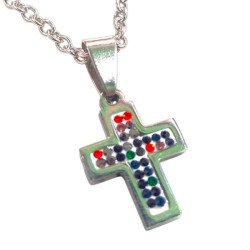 CADENA  DIJE CRUZ STRASS COLOR CON...