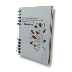 CUADERNO A5 TAPA DE MADERA .PLANTADO...