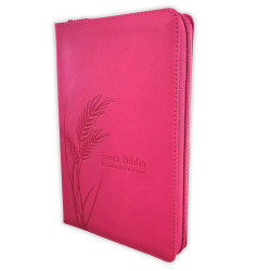 Santa Biblia De Promesas Tamaño Manual Rvr 1960 – Letra Grande – Con Cierre E Indice – Imitacion Piel Rosa