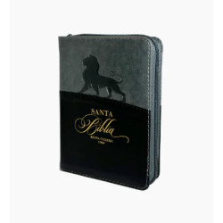 Biblia Reina Valera 1960 -con Cierre E Índice-tapa Imitación Piel -colección Expresión León Negro Y Gris