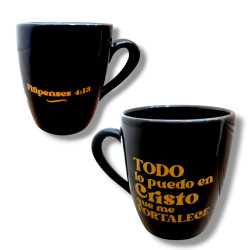 Taza Conica De Ceramica Negra. Sf.