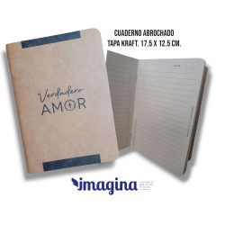 Cuaderno Abrochado Tapa Kraft. Verdadero Amor. N6. 17.5 X 12.5 Cm