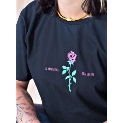 Remera L El Amor Nunca Deja De Ser.negra Rma-n08