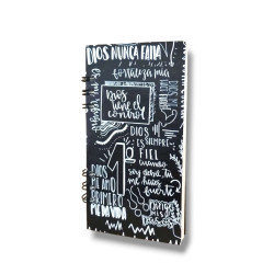 Cuaderno Pocket Tapa Dura  Sf 17 X 9 Cm. Dios Tiene El Control. Negro. A 605