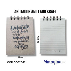 Anotador Anillado Kraft Rustico. Deleitate En El... A701