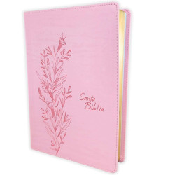 Santa Biblia Letra Grande Ultrafina Ntv – Imitación Rosa Con Flores – Filament
