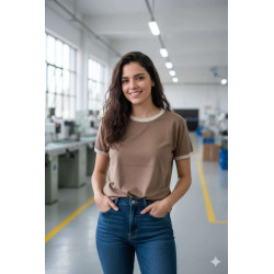 Remera Mujer Xxl Marron-beige Lisa. Rma-c14 Jdc