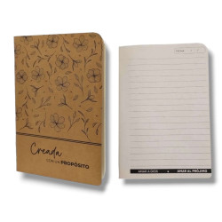 Cuaderno Abrochado Tapa Kraft.creada Con Un Proposito. N6. 17.5 X 12.5 Cm