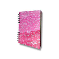 Cuaderno A5 Tapa Dura Sf. 100 Hojas. Lettering Rosa .n3. A303