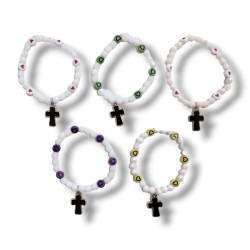 Pulsera De Canutillos Y Dije De Cruz. Celi.