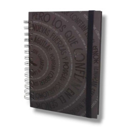 Cuaderno Mediano Anillado A5 Tapa Dura Sf Con Elastico.-nuevas Fuerzas-