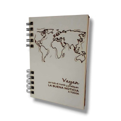 Cuaderno A5 Tapa De Madera Sf. Vayan Por Todo El Mundo. M 351 Gris Perla