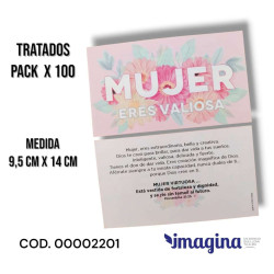 Tratados Pack 100 Unidades. Mujer Eres Valiosa. Sfe. Rectangular Mediano.10