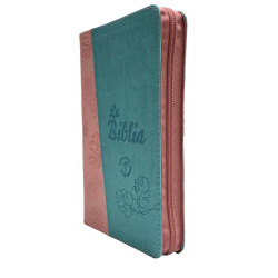 Biblia Traducción Al Lenguaje Actual Letra Grande Con Cierre Verde Menta/rosa Canto Plateado