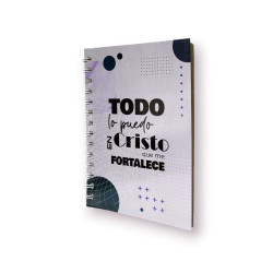 Cuaderno A5 Anillado Tapa Flexible 13.5 X 19 Cm. Sf.n3 . Todo Lo Puedo... Gris