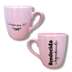 TAZA CONICA DE CERAMICA ROSA. SF.