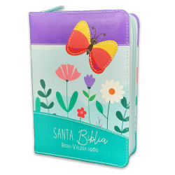 Biblia De Bolsillo Rvr60.colección Primor Mariposa Lila  Azul Y Turquesa