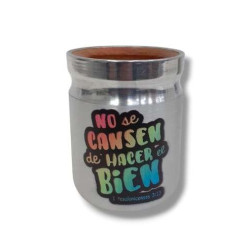 Mate De Madera Revestido En Aluminio.- No Se Cansen De Hacer El Bien-