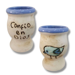 Mate De Ceramica Rustica. Confio En Dios.