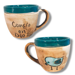 Tazon De Ceramica Rustico  Confio En Dios