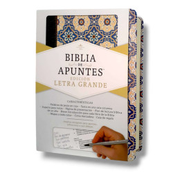 Biblia De Apuntes Letra Grande.piel Mosaico Crema Y Azul