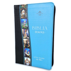 Biblia Reina Valera 1960 065cz Héroes Imitacion Piel Negro/azul Con Cierre