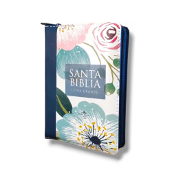 Biblia Bolsillo Letra Grande Rvr  Con Cierre. Azul