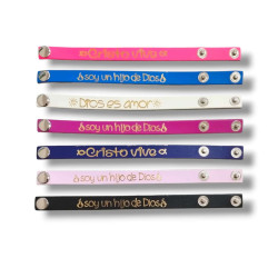 Pulsera Cuero Color Con Broche