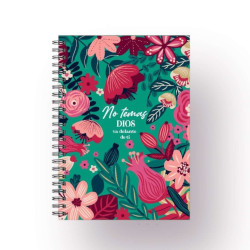Cuaderno A4 Anillado Tapa Flexible Sf N1. No Temas Flores Verdes Temas