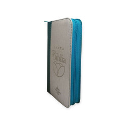 Biblia Reina Valera 1960 Con Cierre Color Azul/beige Canto Plateado