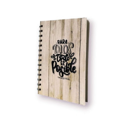 Cuaderno A5 Anillado Tapa Flexible 13.5 X 19 Cm. Sf.n3 . Para Dios Todo Es Posible.