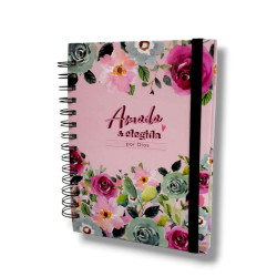 Cuaderno Mediano Anillado A5 Tapa Dura Sf Con Elastico.-amada Y Elegida Por Dios-