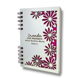 Cuaderno A5 Tapa De Madera Blanca. Creada Con Proposito...sf. M350