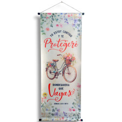 Banner Grande Genesis 28:15- Bici Y Flores