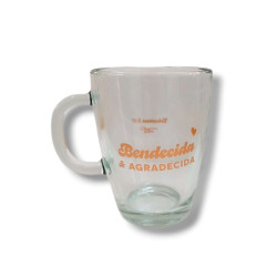 Taza De Vidrio.transparente. Bendecida &  Agradecida