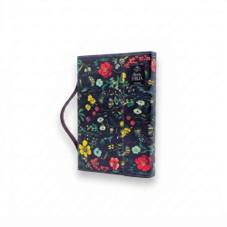 Biblia Reina Valera 1960 Exquisita – Con Concordancia – Letra 11.5 Pts– Tapa Pu – Flores Sobre Negro– Con Manija Y Broche
