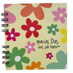 Cuaderno Cuadrado Chico Tapa Dura Anillado Sf. Gracias Dios  Has Sido Bueno. 15 X 15cm. A 507